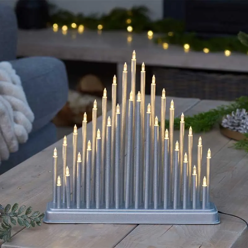 33 LED Silver Candle Bridge