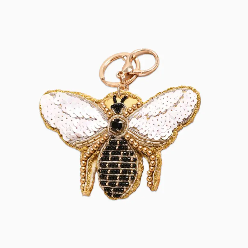 78336 - Beaded Bee Keyring Bag Charm