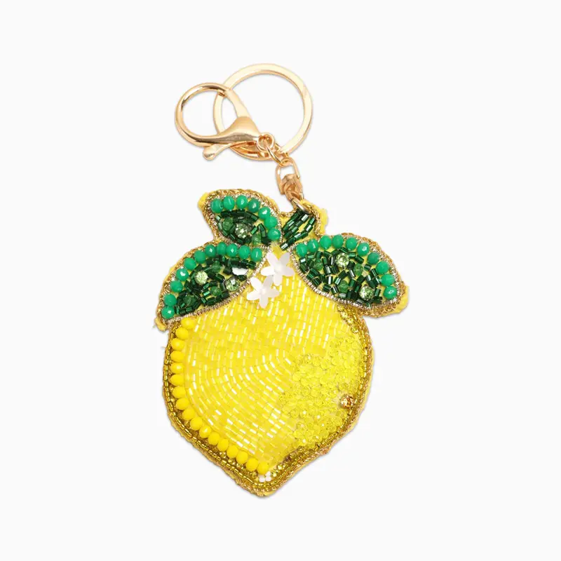 83618 - Beaded Lemon Keyring Bag Charm