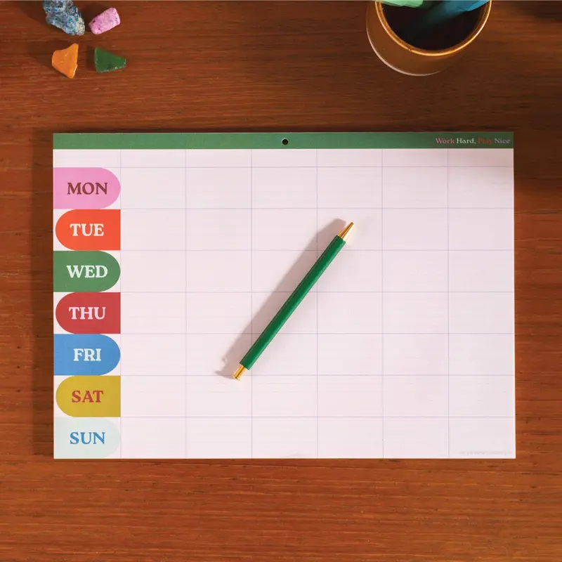 A4 Weekly / Monthly Planner Pad | Work Hard, Play Nice