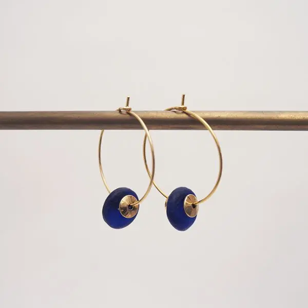 Abacus deep blue and gold hoops