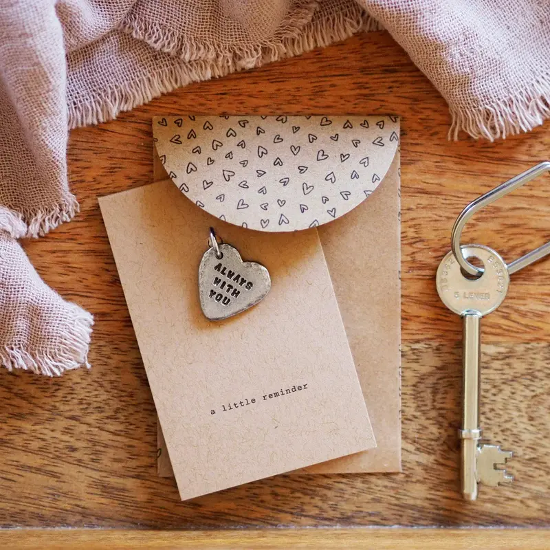 'Always with You' Heart Keyring Charm