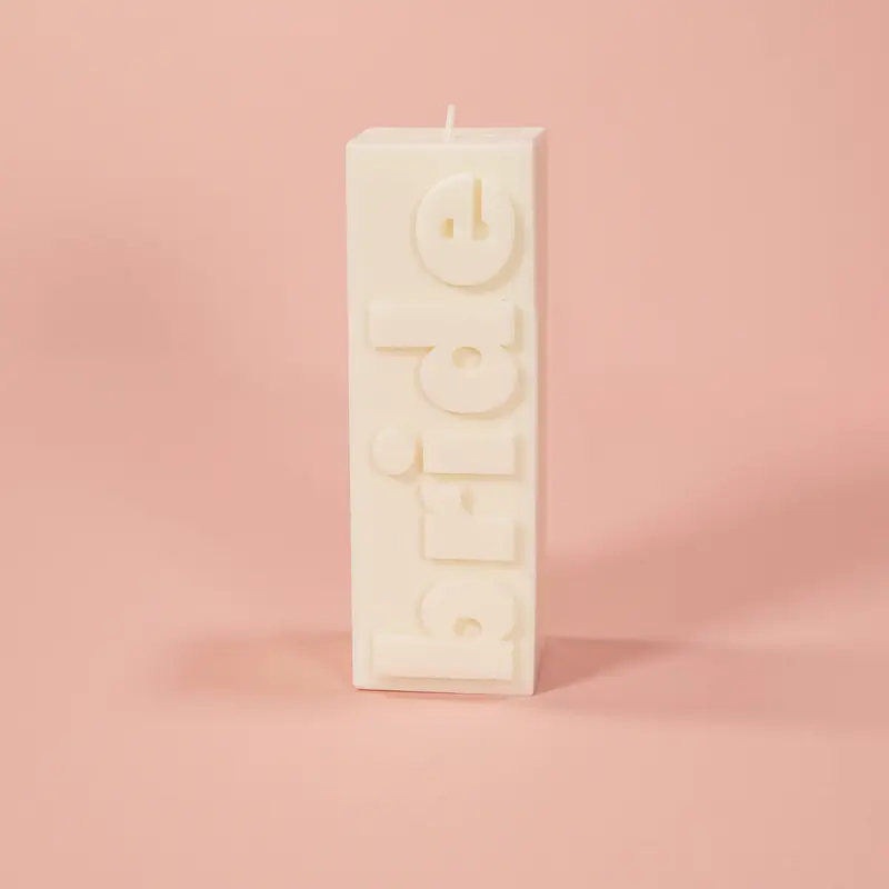 BRIDE Slogan Block Pillar Candle