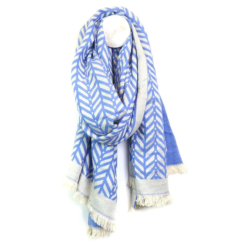 Bright Blue Chevron Pattern Scarf