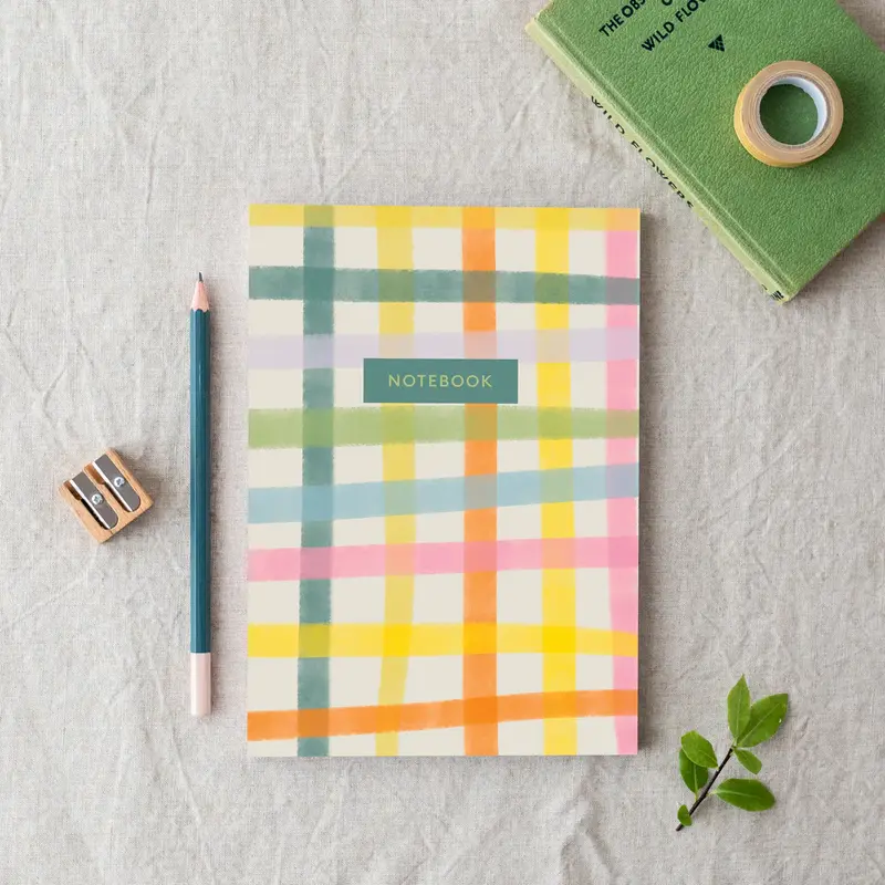 Bright Gingham Lay Flat Notebook A5