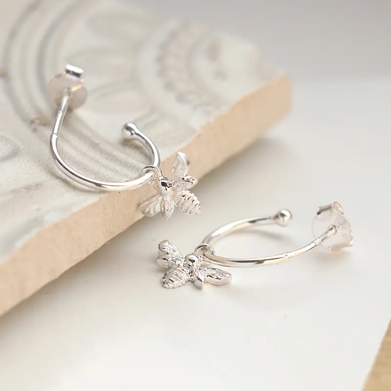 Bumblebee sterling silver sleeper earrings
