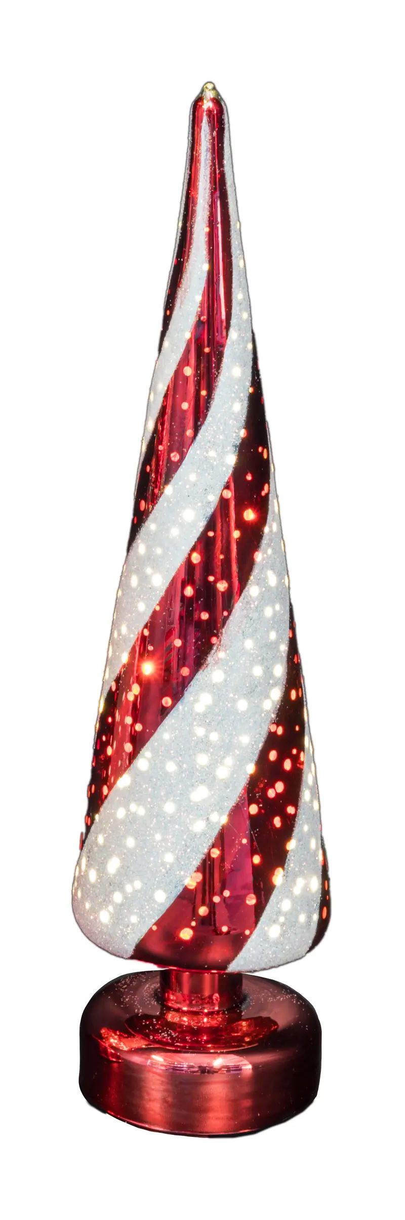 Candy Cane Glitter Light Up Cone Tree - Medium