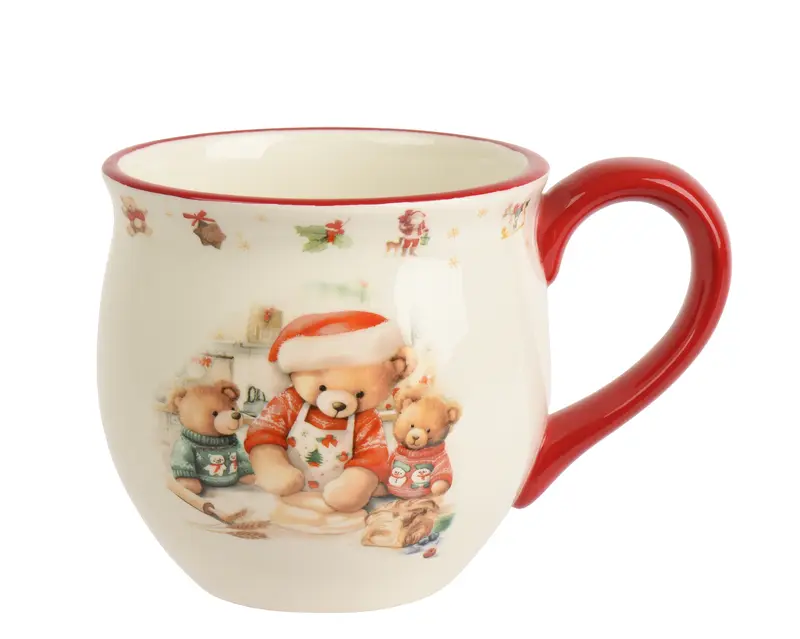 Christmas Teddy Bear Pattern Dolomite Ceramic Mug 13.5cm