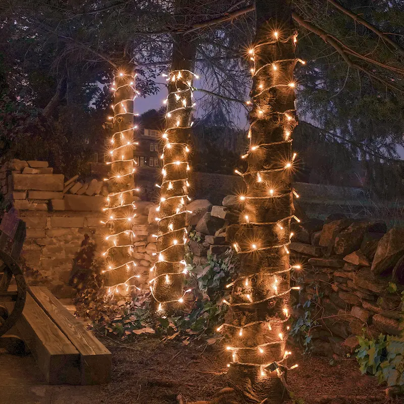 Connectable String Lights on White Rubber Cable