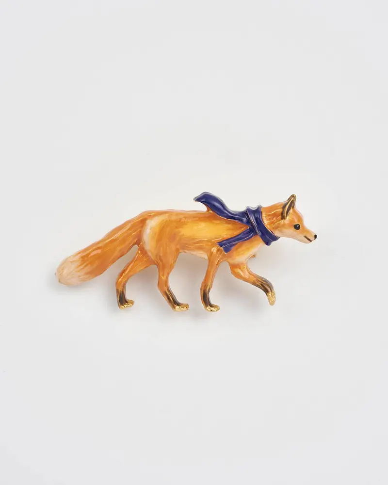 Cosy Fox Enamel Brooch