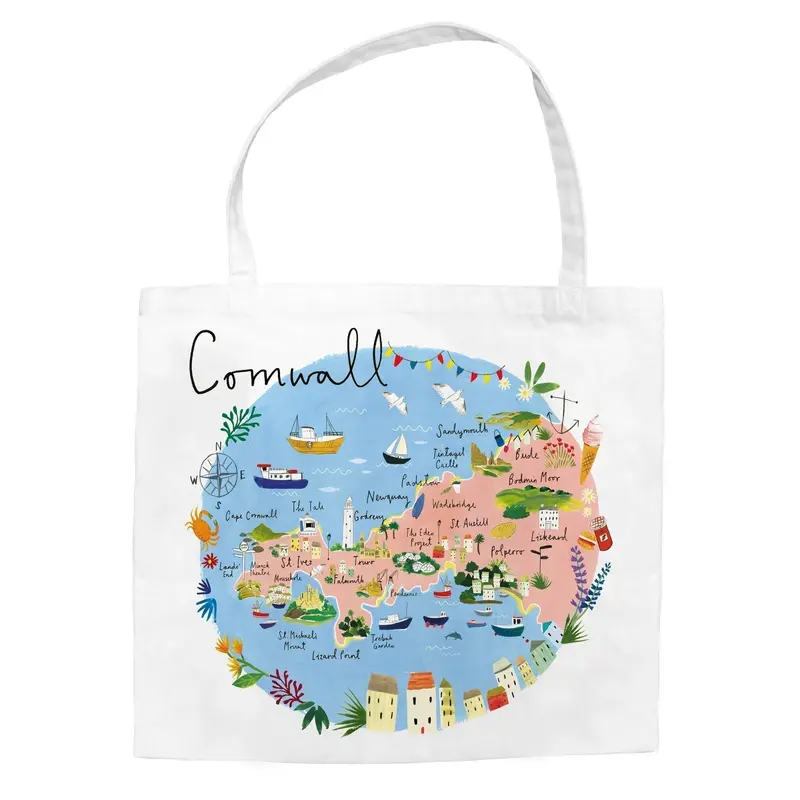 CR01TB - Cornwall Map Tote Bag