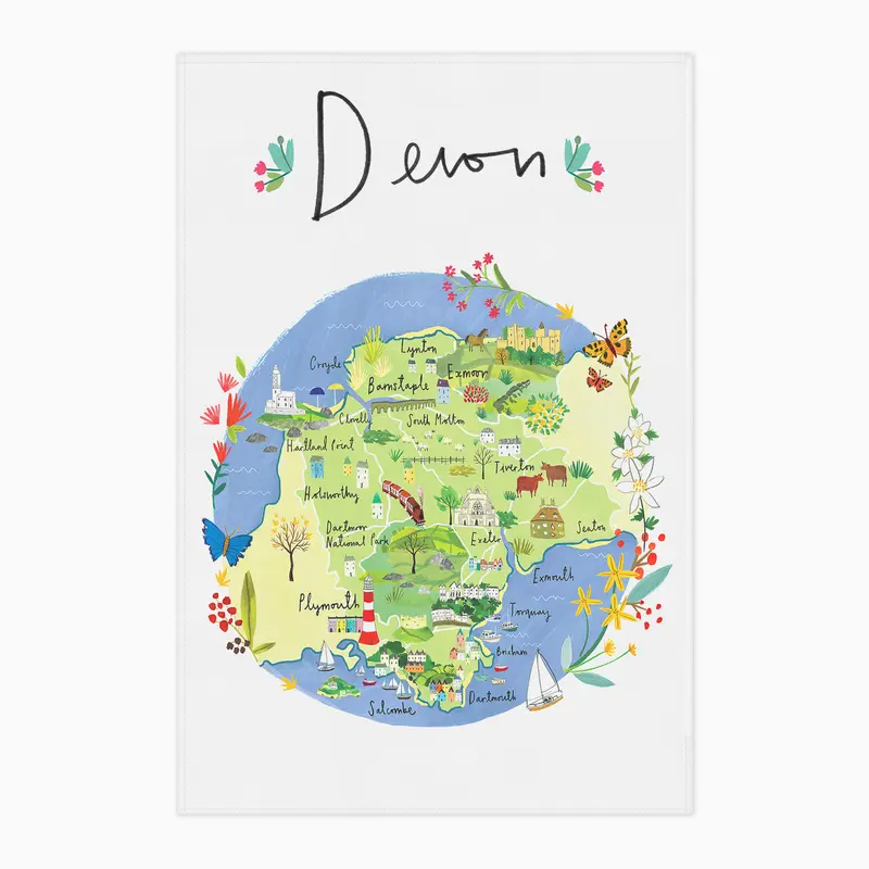 CR04TT - Devon Map Tea Towel
