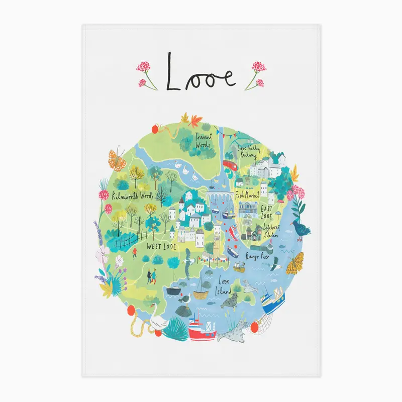 CR07TT - Looe Map Tea Towel