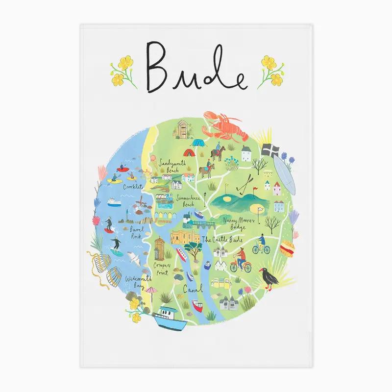 CR08TT - Bude Map Tea Towel