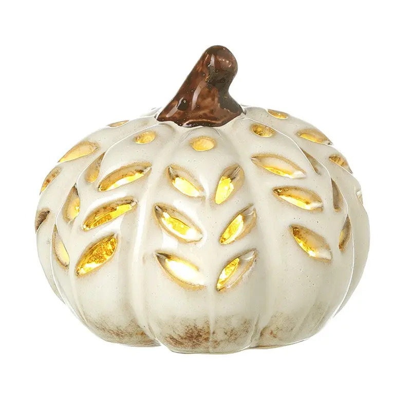 Cream Cut Out Light-Up Pumpkin