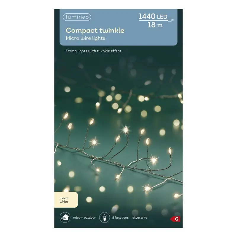 Decoris 18m Micro LED Silver Cable String Lights - Warm White