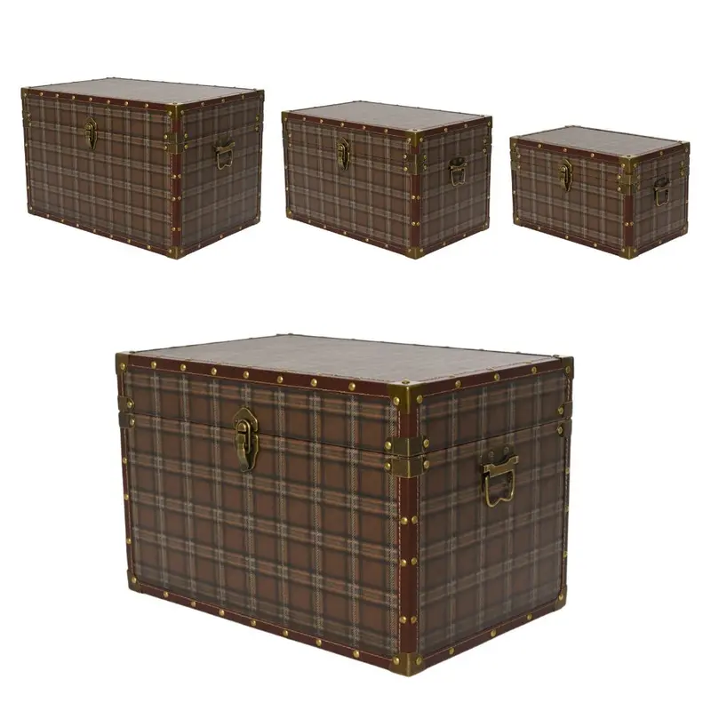 Decoris Small Leather Checkered Storage Box