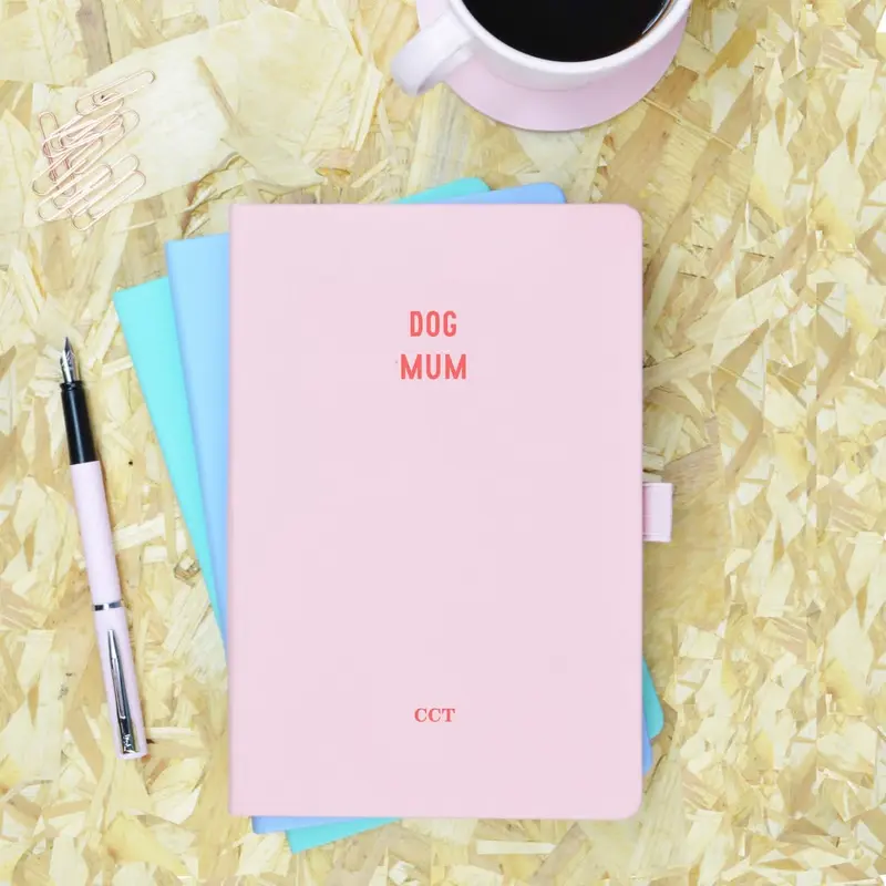 Dog Mum Pink & Red Personalised Notebook