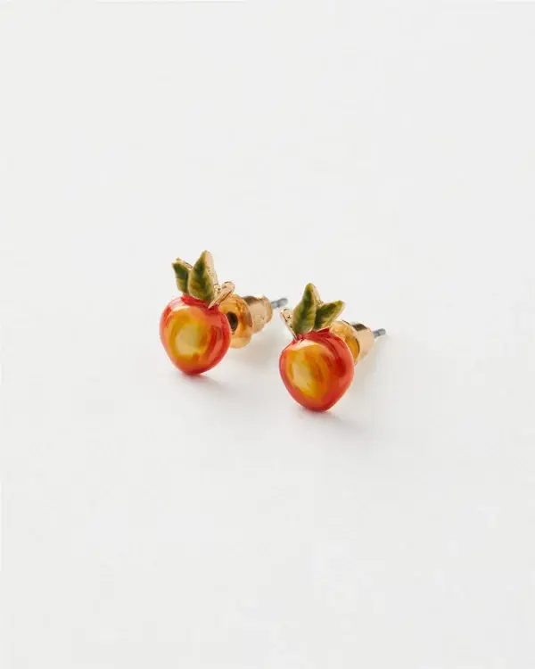 Enamel Apple stud earrings
