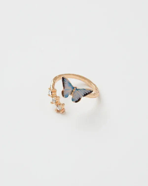 Enamel Blue Butterfly Ring