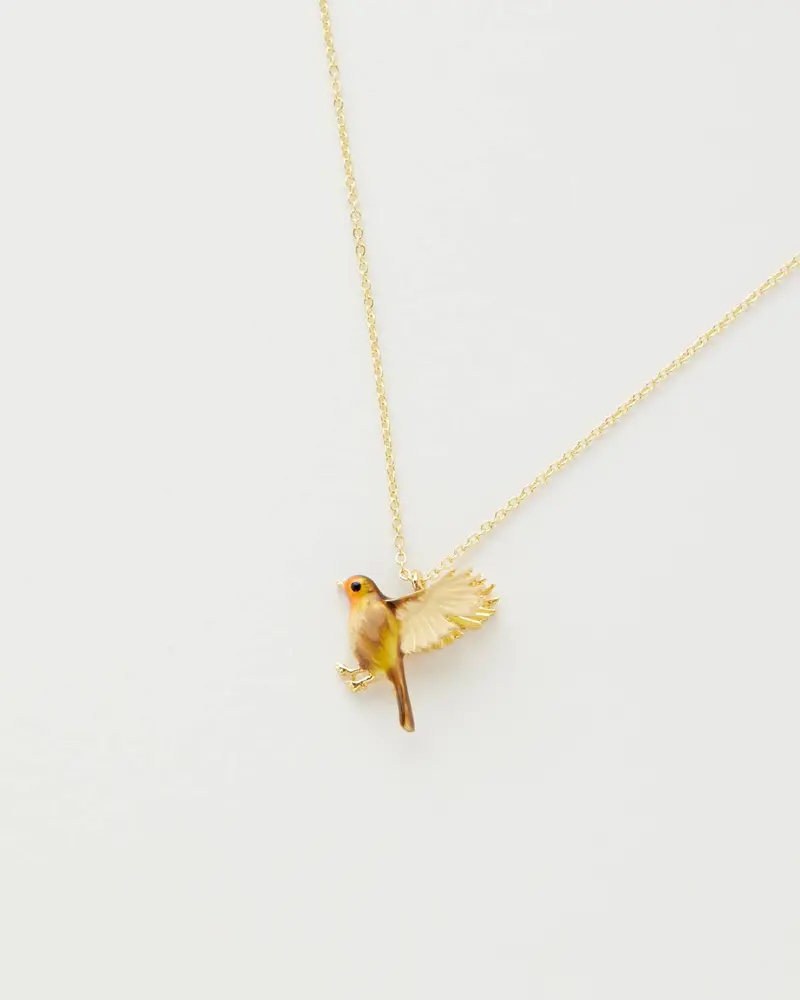 Enamel  Flying Robin Necklace