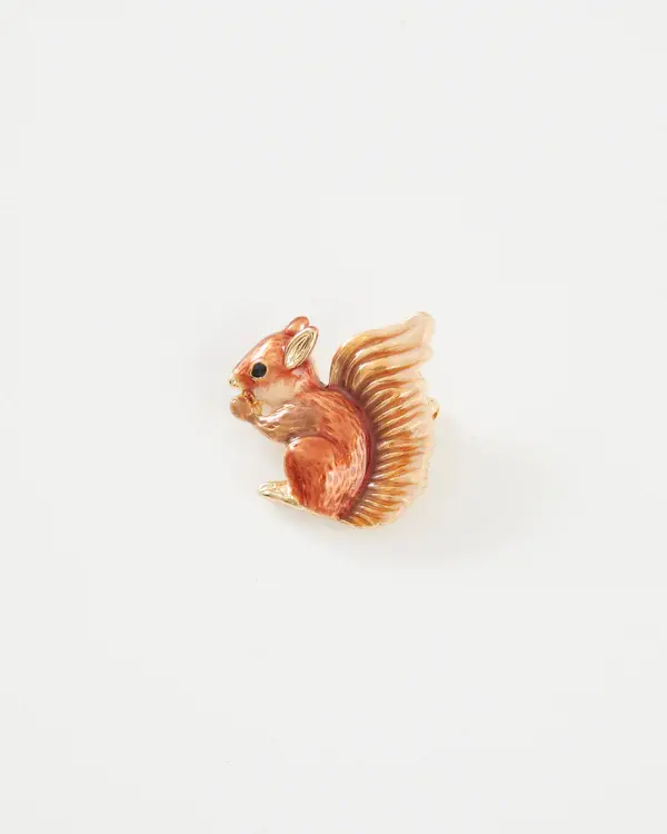 Enamel Red Squirrel Brooch