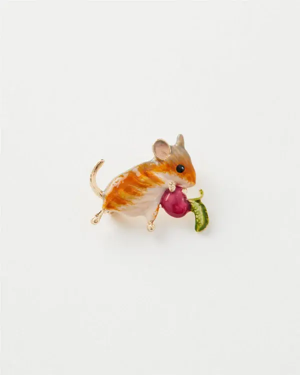 Enamel Vole brooch