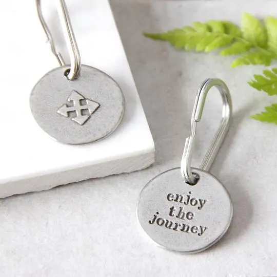 'Enjoy the journey' compass keyring