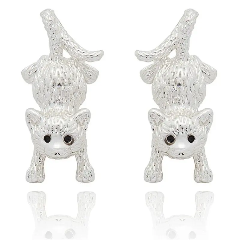 Equilibrium Comical Cat Silver Plated Earrings