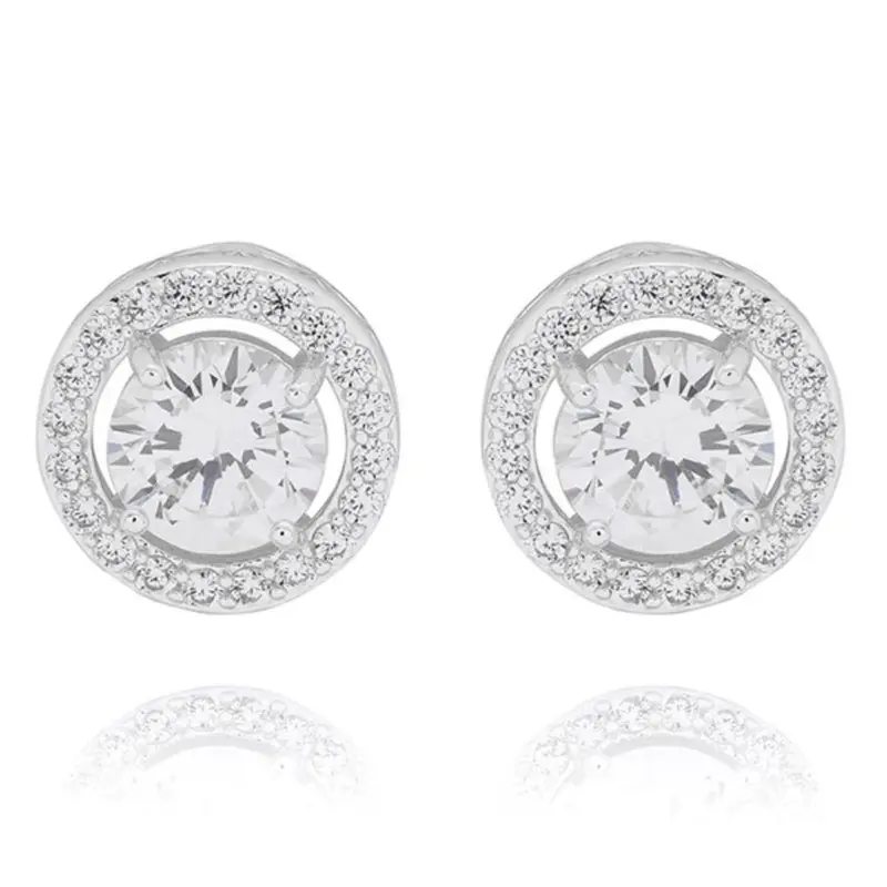 Equilibrium Eternal Solitaire Silver Plated Studs