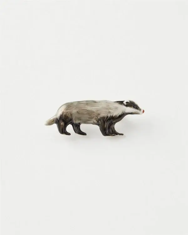 Fable Enamel Badger brooch
