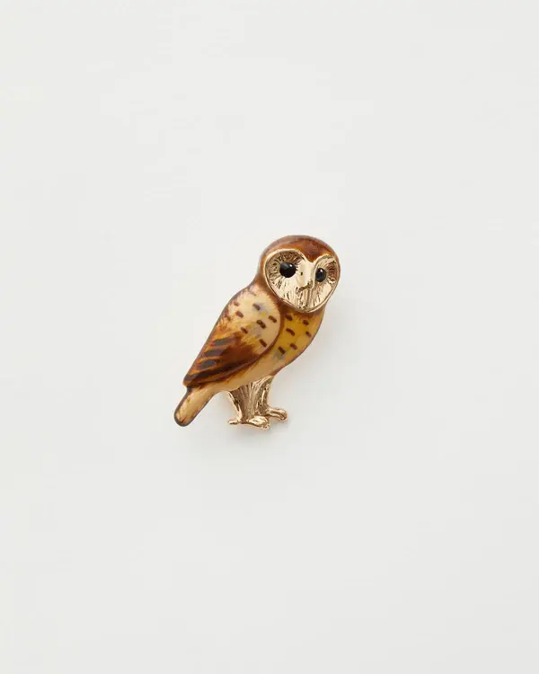 Fable Enamel Barn Owl brooch