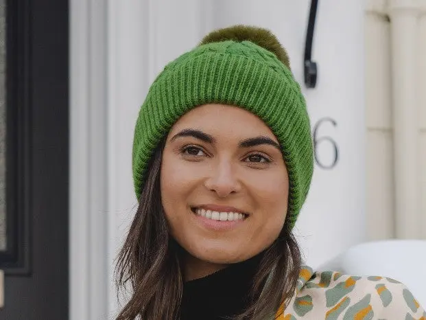 Fern Green Knitted Bobble Hat