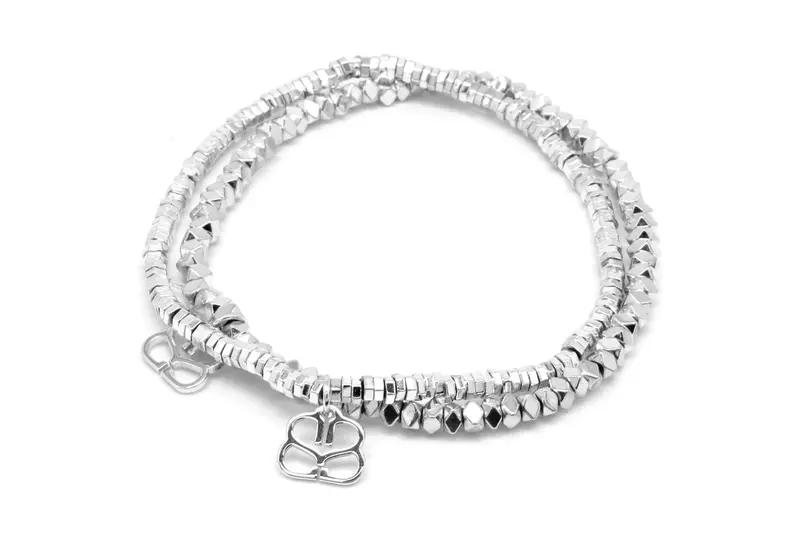 Flicker Minor Silver 2 Layer Stretchy Bracelet Set
