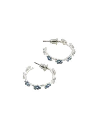 Forget Me Not Silver Stud Hoop Earrings