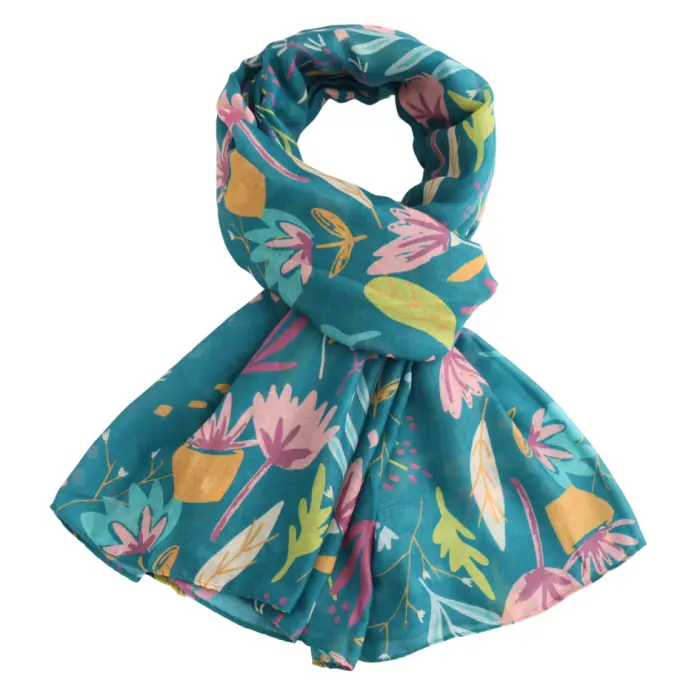 Fresh Foliage Scarf Teal