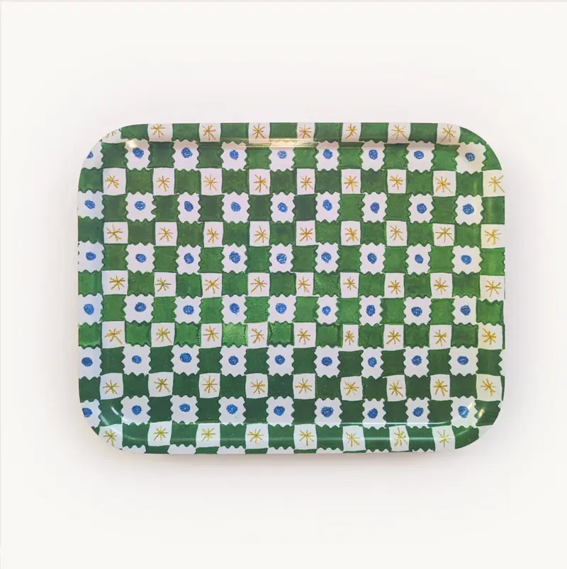 Green Chequerboard Tray