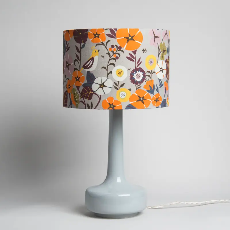 Grey Table Lamp & 'Nasturtium' Shade