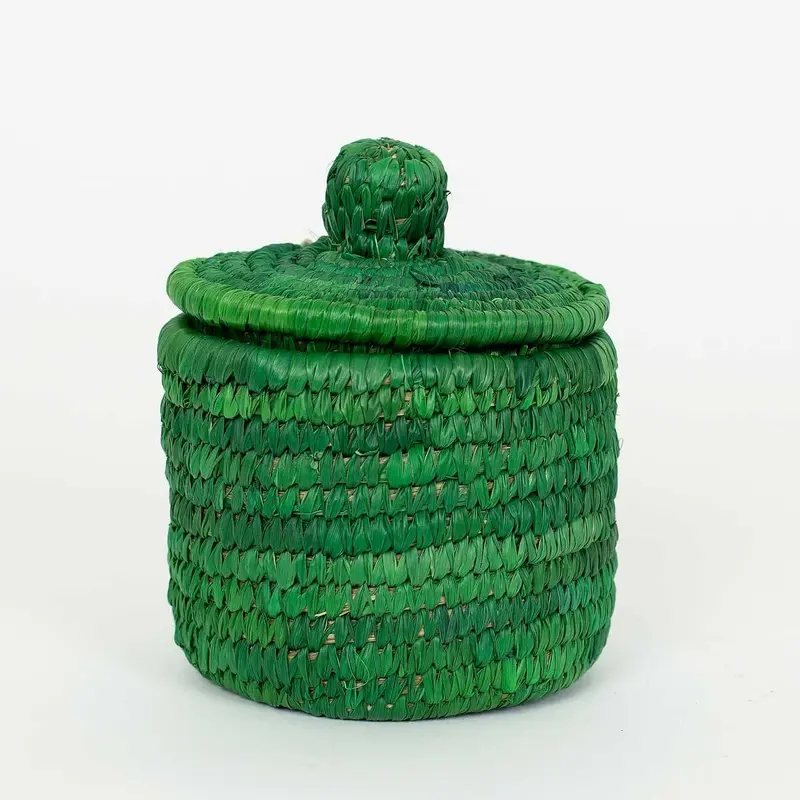 Handmade Mini Palm Basket with Lid