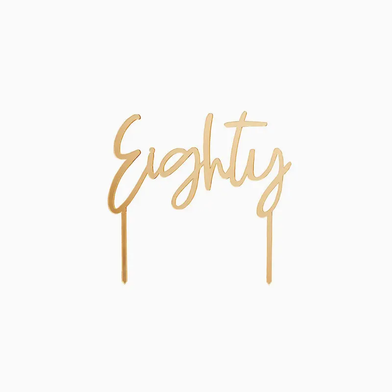 HBMB108 - Gold Eighty Acrylic Cake Topper