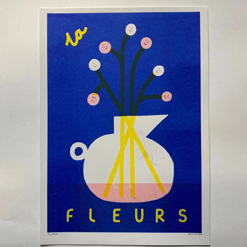 'La Fleurs' A3 Risograph Print