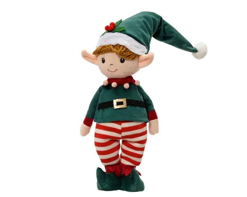 Large Green & Red Standing Plush Elf - 60cm