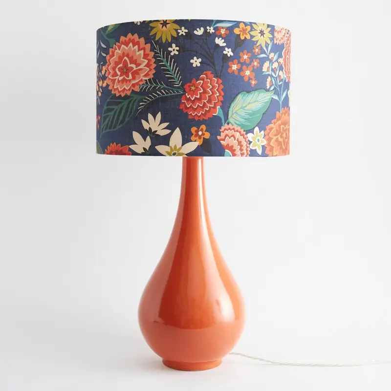 Large Orange Lamp Base & 'Carnation' Shade