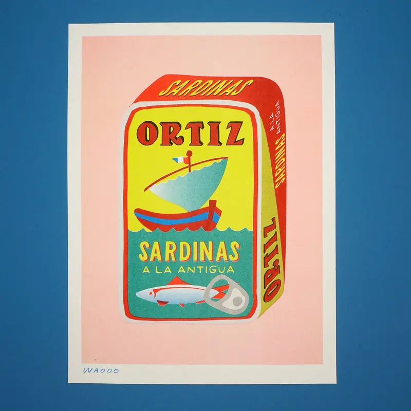 Large 'Ortiz Sardinas' Risograph Print