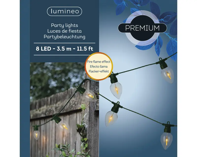 LED Warm White Outdoor Party String Lights with Flame Effect