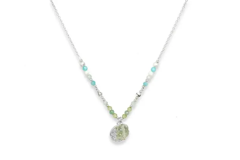 Lelia Silver & Aqua Beaded Necklace