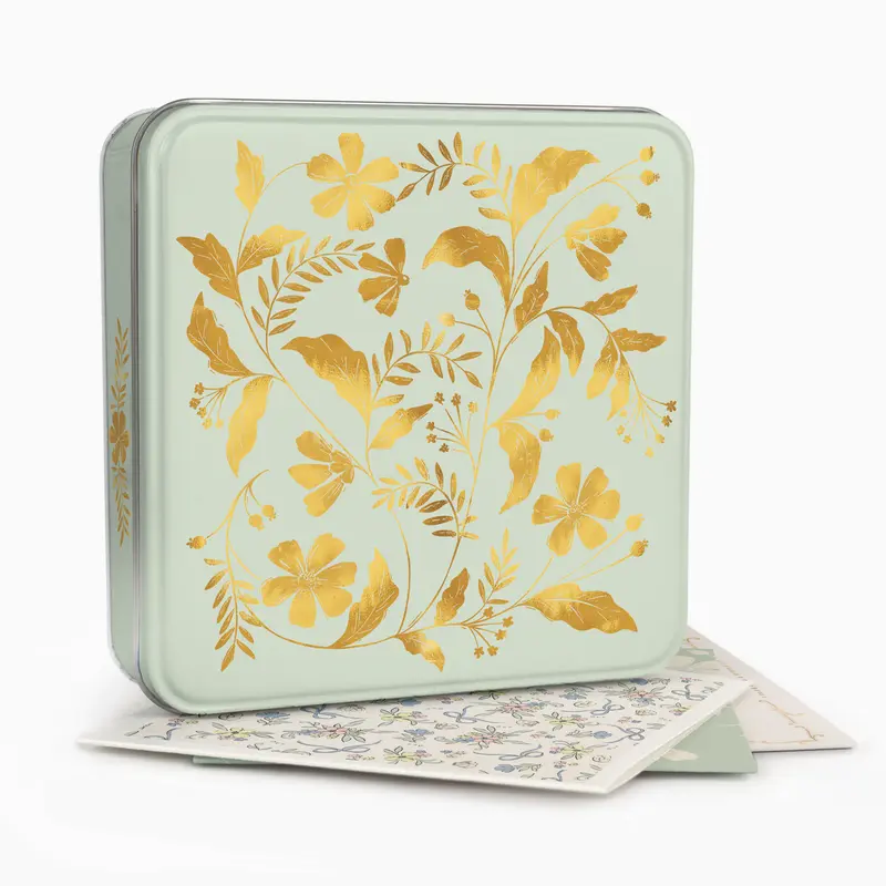 MWT70 - Regal Gold Bloom Notelet Tin