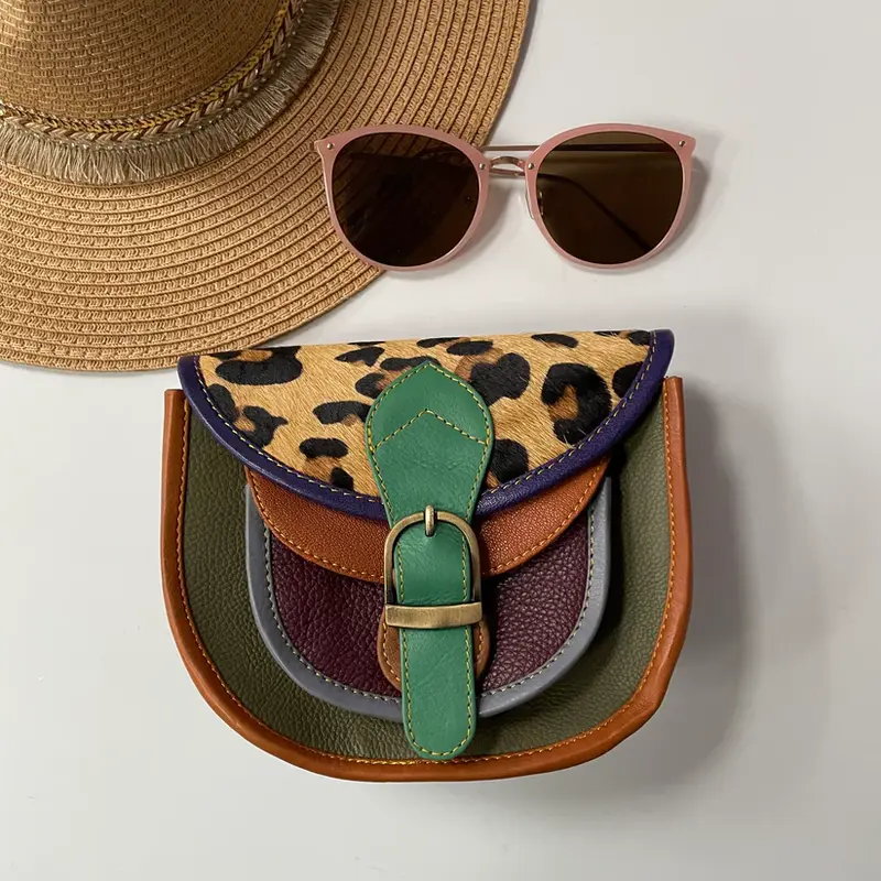Olivia Olive Leopard Upcycled Leather Handbag