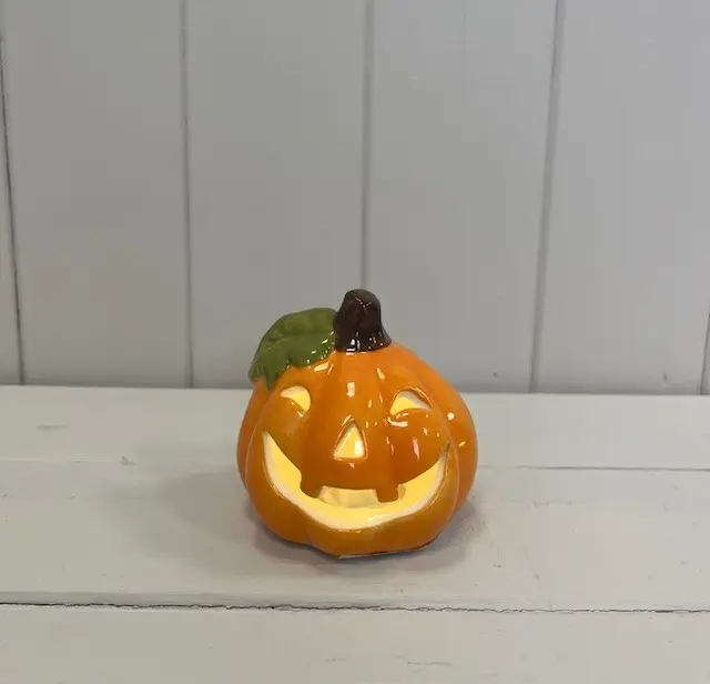 Orange Ceramic Pumpkin with LED