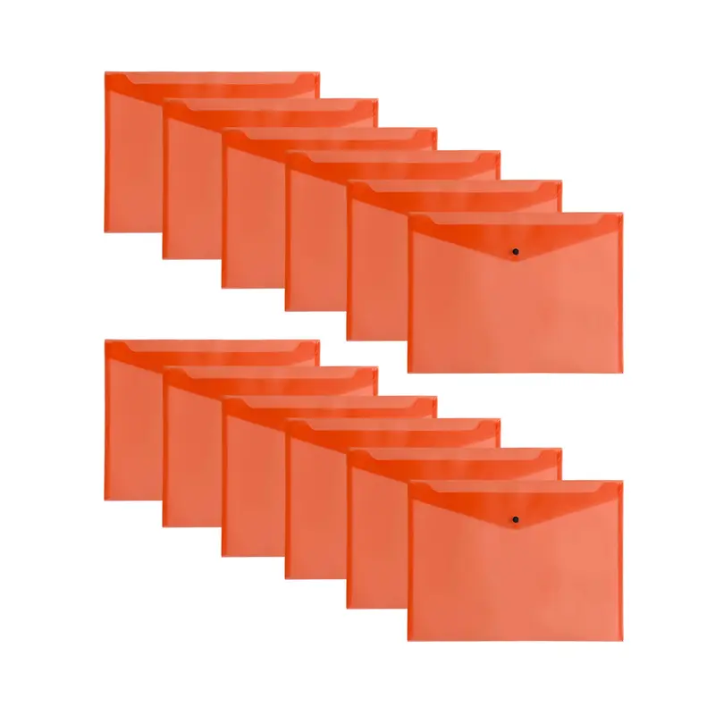 Pack of 12 Janrax A3 Red Document Wallets - Button Stud Folder